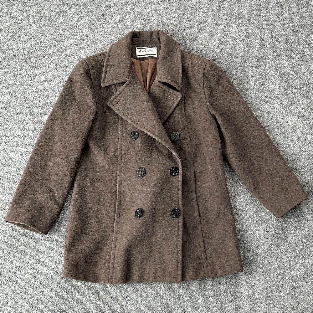 Mackintosh New England Peacoat Womens Medium Brown Double Breasted Wool